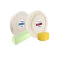 4-tlg. Universal-Polierset Ø150mm, Weiß, Superfein, Bohrung 10mm