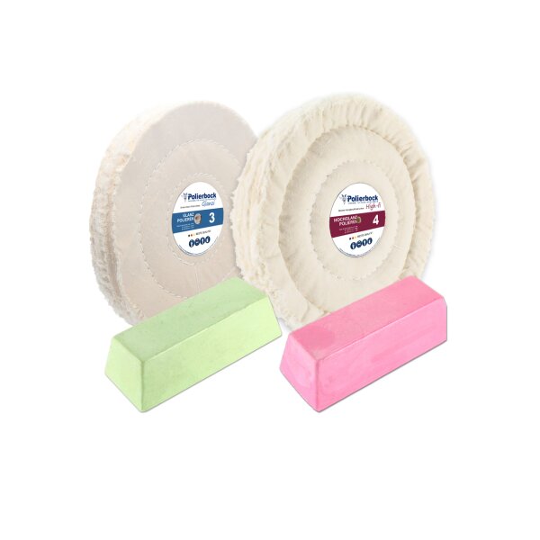 4-tlg. Edelstahl-Polierset Ø200mm, Weiß, für Polierbock 56