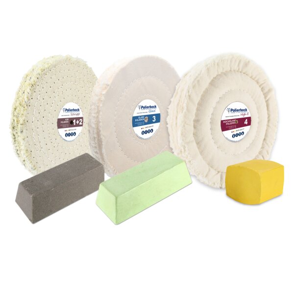 6-tlg. Universal-Polierset Ø150mm, Weiß, Superfein, für alle Metalle 32/33