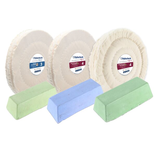 6-tlg. Aluminium Polierset 125 mm Polierscheiben Pasten für Polierbock 12,7mm