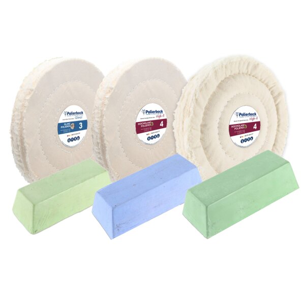 6-tlg. Aluminium Polierset 150 mm Polierscheiben Pasten für Polierbock 14mm