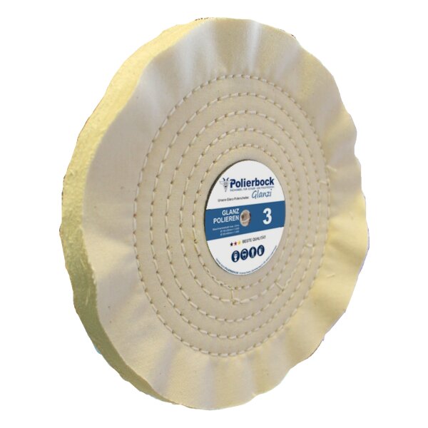 200mmx10mm Baumwollscheibe weiß für Polierbock 5-fach gesteppt 56mm