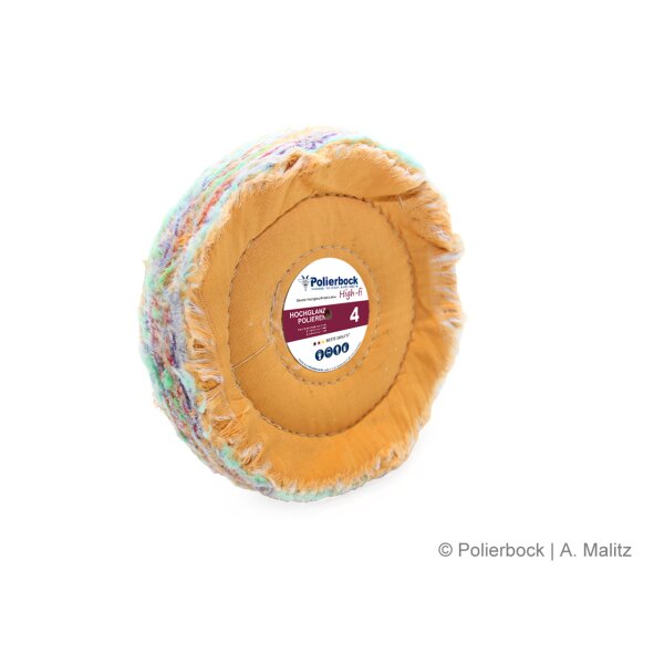 125mmx20mm Hochglanz Baumwoll Polierscheibe, bunt, 1-fach gesteppt 14mm