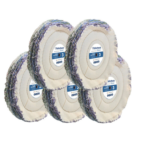 5er-Set 200x25mm Baumwollscheibe Bunt zum Glanzpolieren, gesteppt 17/18