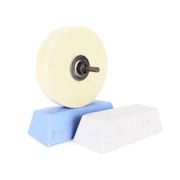 Filzscheibe Ø 100x20mm + 2 x Polierpasten,